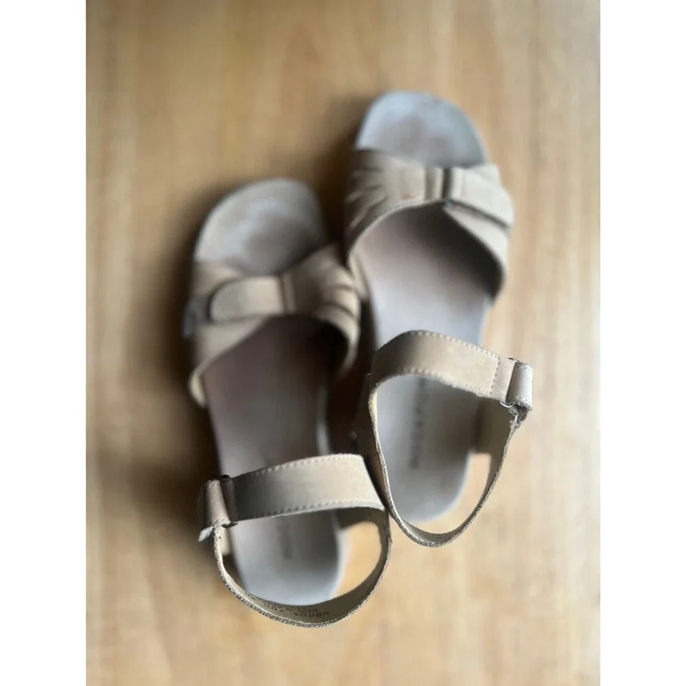 Rockport Leather Slingback 7M Taupe/Nude Neutral Sandals